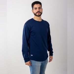 100% Cotton Men’s High Quality Long Sleeve Shirt Tee NAVY S, M, L, XL, XXL